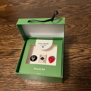 Kate Spade New York X Target 3pk Mixed Novelty Pin Set (Black/White/Red)